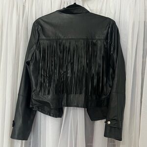 Fringe faux leather jacket